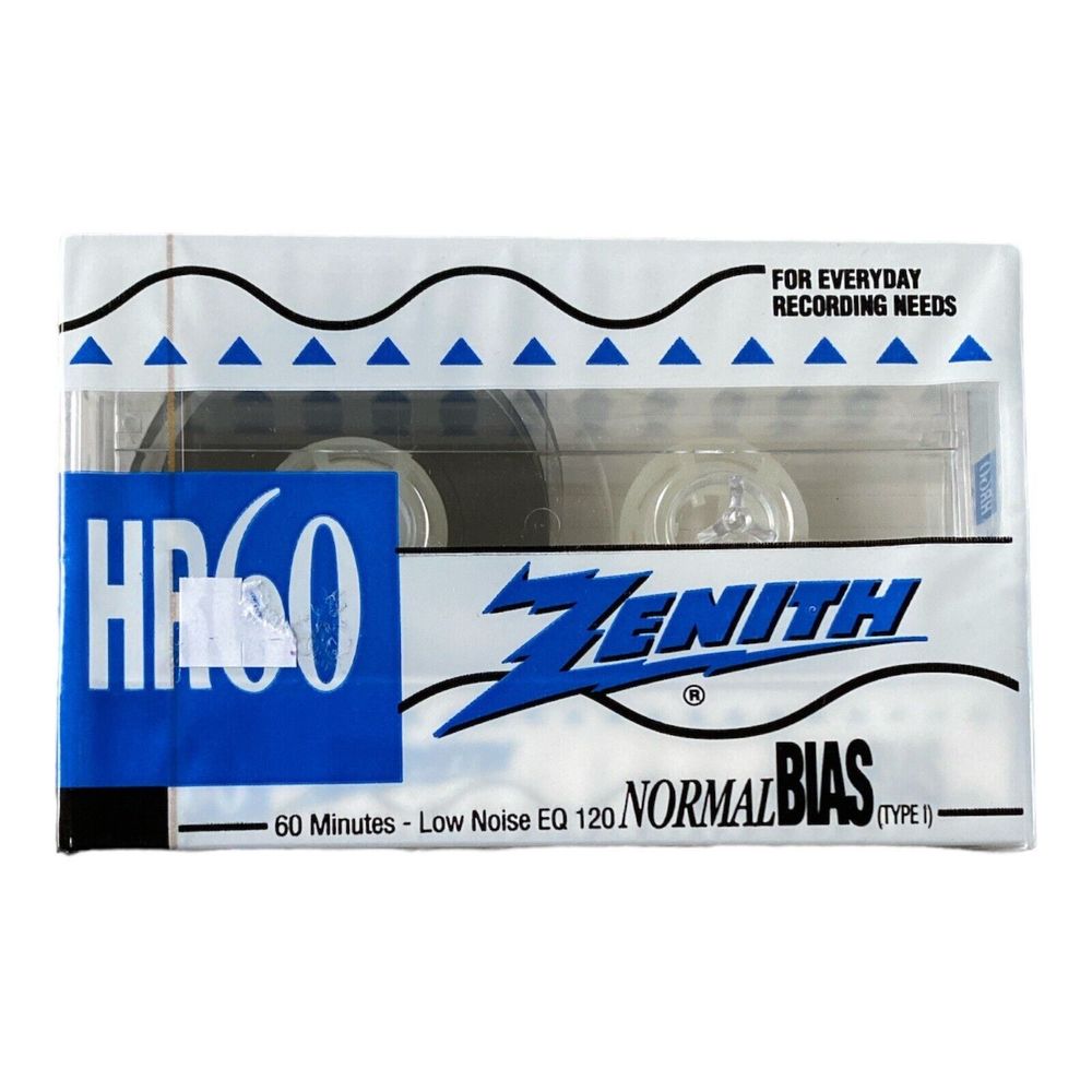Zenith HR60 Cassette Tape 60 Minutes Low Noise EQ120 Normal Bias *New Sealed